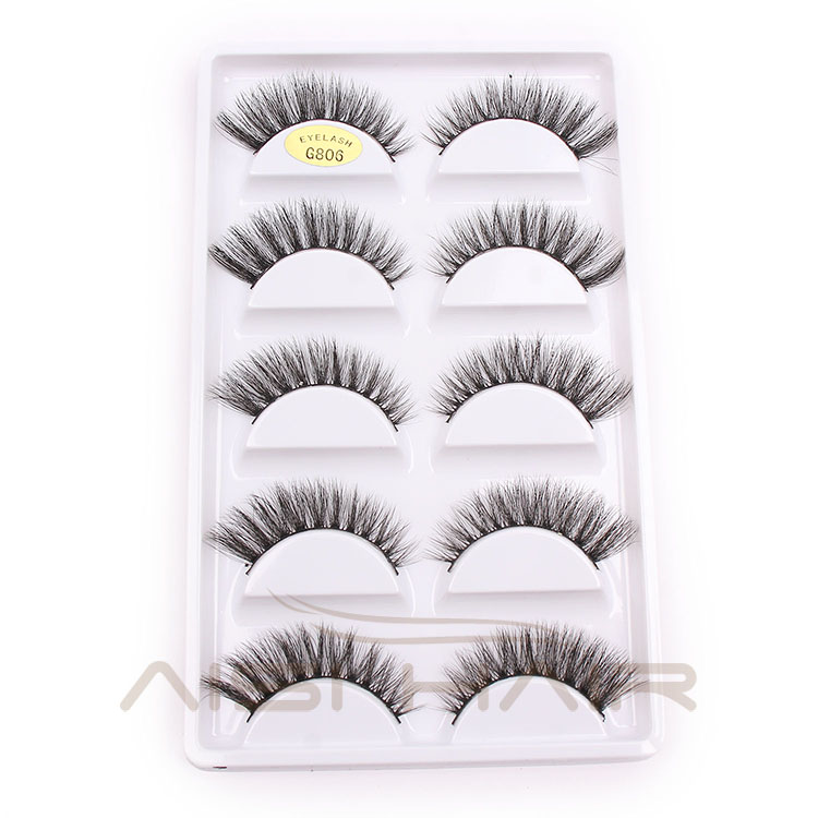 Aisi Hair Cheap Price 5 Pairs Handmade Cross False Eyelashes , Mink Eyelashes 3d