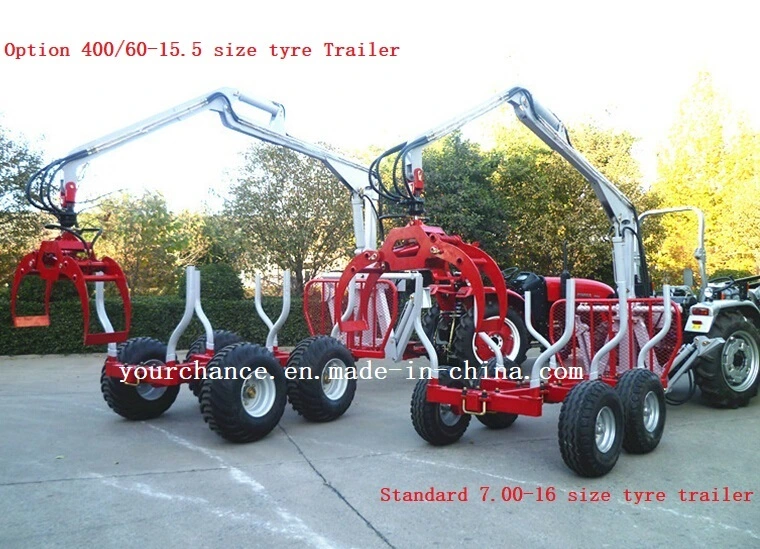 Hot Sale Ce Certificate Zm3004 3tons Log Loading Trailer with Crane for 20-50HP Tractor