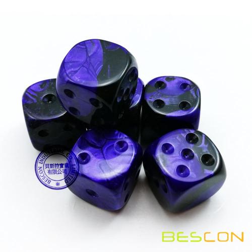 Bescon Unpainted Two Tone 16MM Game Dice with Flat 6th Side, 2 Assorted Color Set of 12pcs, Gemini Cube