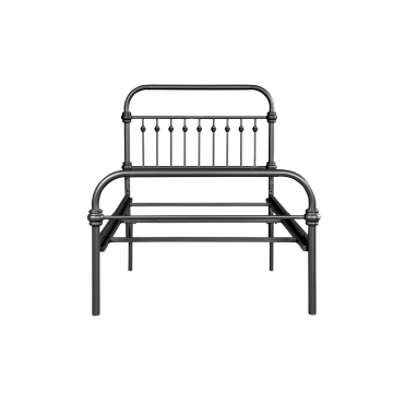 Twin Bed Frame with Headboard - Metal Black Bedroom Furniture