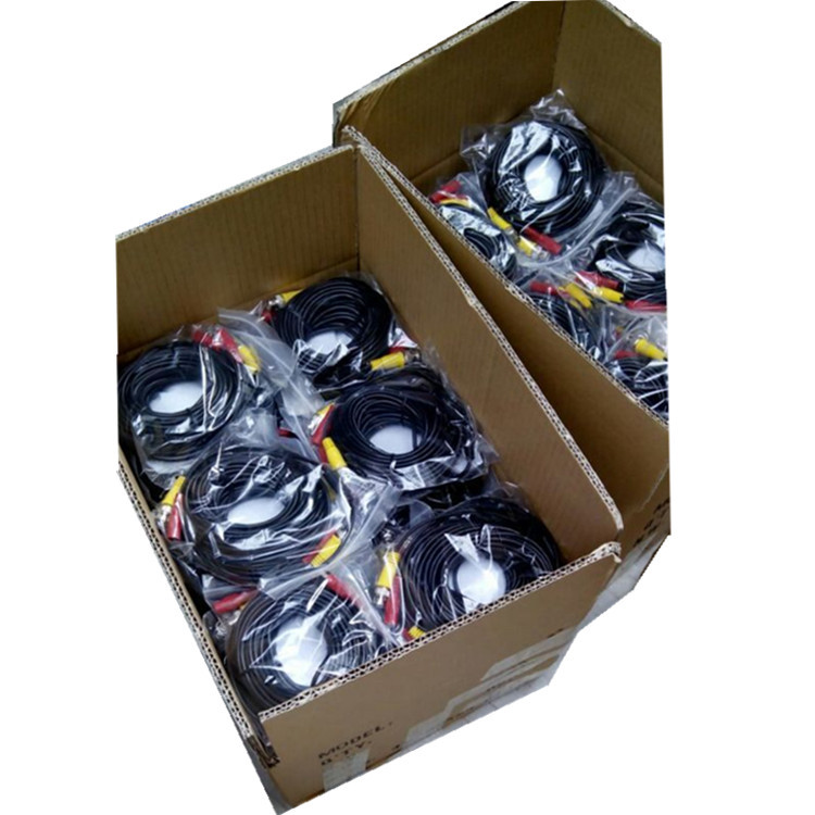 Custom Male to Female CCTV Camera Security Assembly RG59 Video BNC DC Power Cable Black / White Bare Copper Non-shielded CE RHOS
