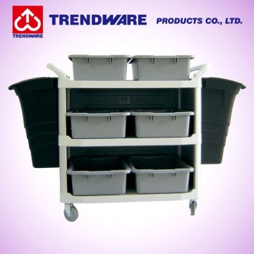 Commercial grade plastic Utility Cart with refuse bin
