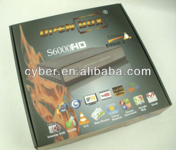 IPTV Satellite Receiver Full HD 3G USB WIFI openbox S6000 HD pvr support youtube webbrowser digital media satellite receiver