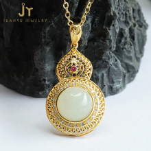 Wholesale High Quality Hetian Jade Pendants with S925 Silver Jewelry - Natural Stone Pendants in Gourd Shape