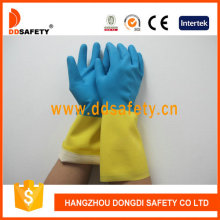 Голубые и желтые латексные неопреновые перчатки для дома DHL214