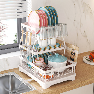 Double-Tiered Rust-Proof Bowl Storage Rack