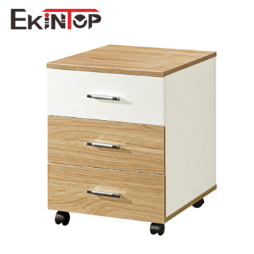 Rolling Teak Wooden File Cabinet with Digital Locks