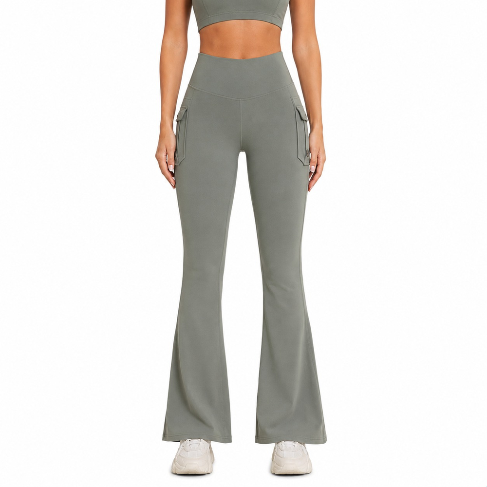 Женские расклешенные брюки для йоги из спандекса с высокой талией Spandex Women High Waisted Flared Yoga Pants