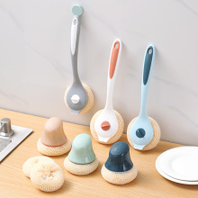 Factory Wholesale Degradable Fiber Long Handle Pot Brush for Kitchen Cleaning