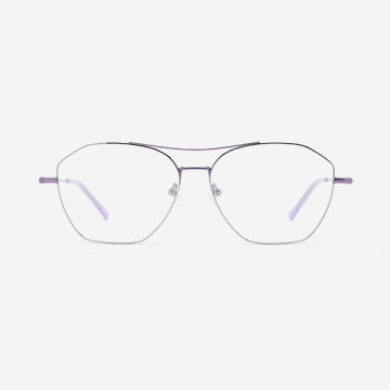 Angular double-bridge Metal Women's Optical Frames