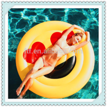 Make In China Customized Promotion PVC inflatable yellow face floating row,smile water floating row,smile air mattress