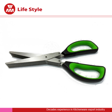 Multi-functional Kitchen Knives 5 Layers Scissors Shredded Scallion Cut Herb Scissors