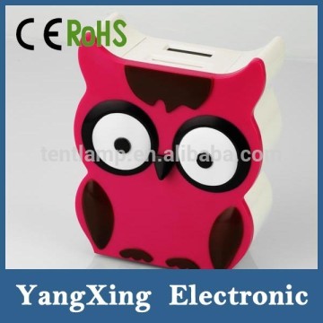 Plastic owl Digital Piggy bank coin saving bank with lock and key