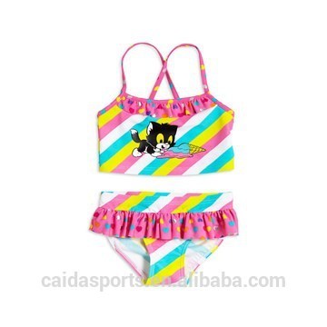 Colorful linear design summer girl swimwears