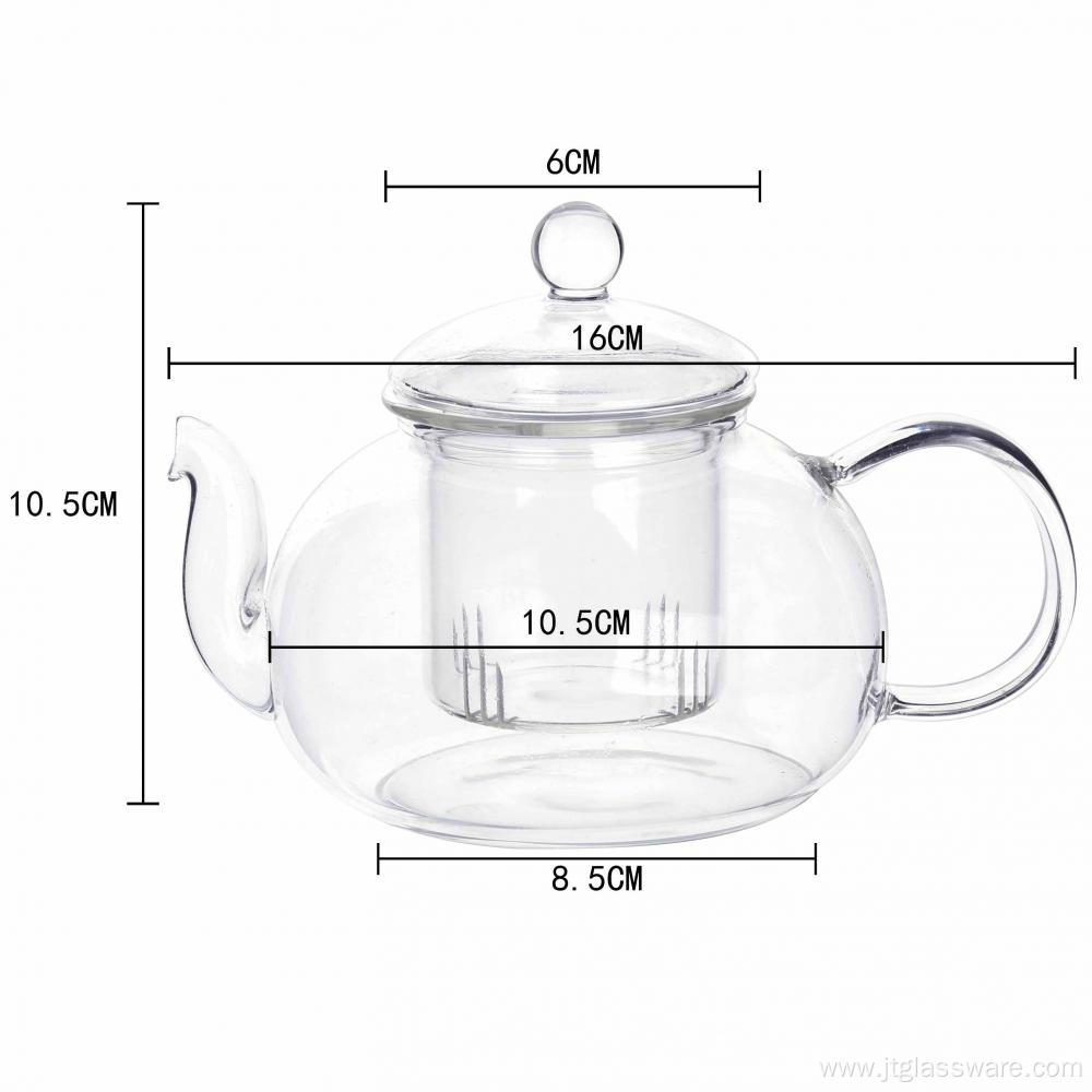 Fancy Handmade Glass Teapot Stainless Steel Infuser
