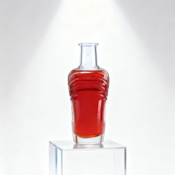 Transparent glass brandy and whiskey bottle