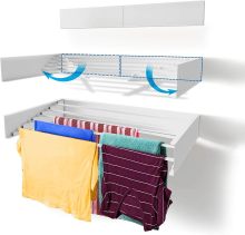 Wall-Mounted Aluminum Rods Laundry Drying Rack - Collapsible Clothes Drying Rack