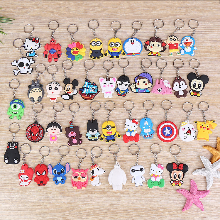 Wholesale Creative Lovely PVC Cartoon Keychains Single Side Printing Cheap Small Promotion Gift