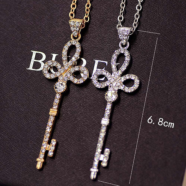 Chain Silver Plated Key Necklace For Lady