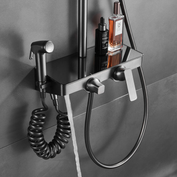 Gunmetal Exposed Wall-Mounted Rainfall Shower Faucet