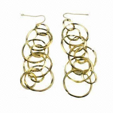 Long Metal Dangle Drop Earring, Dangling Earrings For Women With Plated Gold