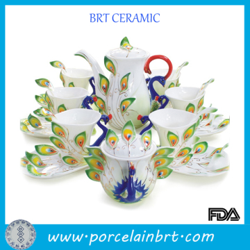 Ceramic peacock coffee set corporate gift