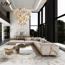 Hot Sale Custom Made Luxury Villa Hotel Golden Frame Sofa Set - Italian Accent Sectional Sofa Furniture