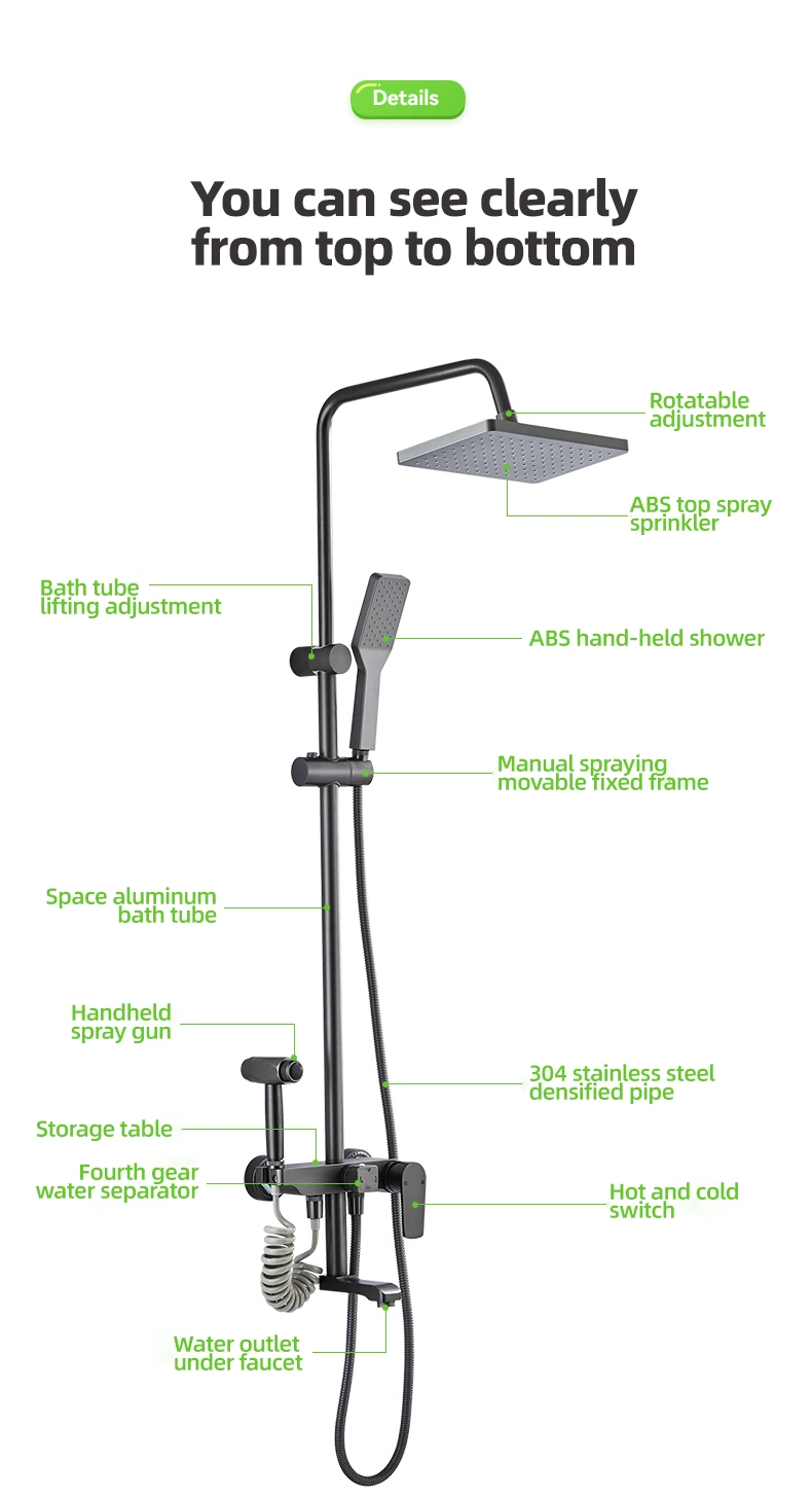 Factory Price High Pressure Constant Temperature Complete Shower Set with Shower Head