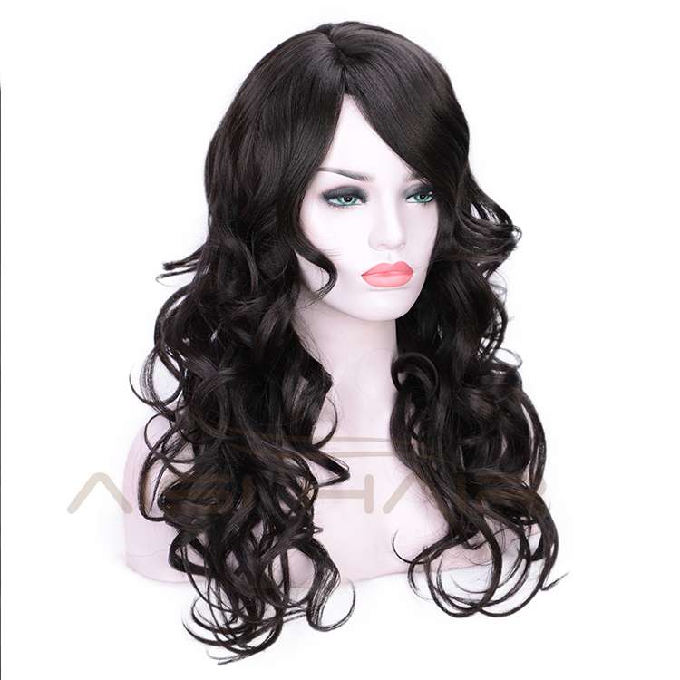 Heat Resistant Synthetic Long Wavy Black Body Wave Cosplay Party Fashion Fiber Hair Wig For Black Women Wigs