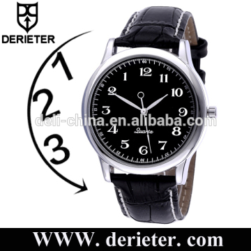 Custom Logo Leather Strap Men Anticlockwise Backward Counter Clockwise Watch