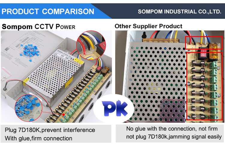 Sompom 4 Outputs S-36-12cctv power supply 12V 3A DC Camera Power Supply