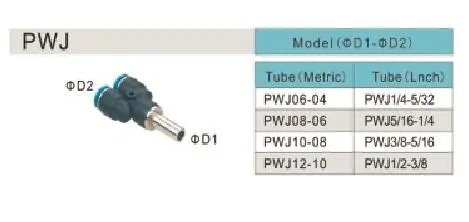 Pwj Type Plastic Hose Quick Connector Pneumatic One Touch-in Fittings