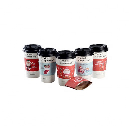 Custom printed corrugated board disposable cup holder paper coffee cup sleeve