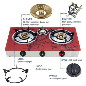 Black Gas Hobs Table Stove