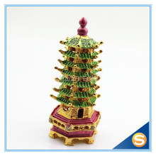 FengShui Decorative Pagoda Shape Pewter Trinket Box