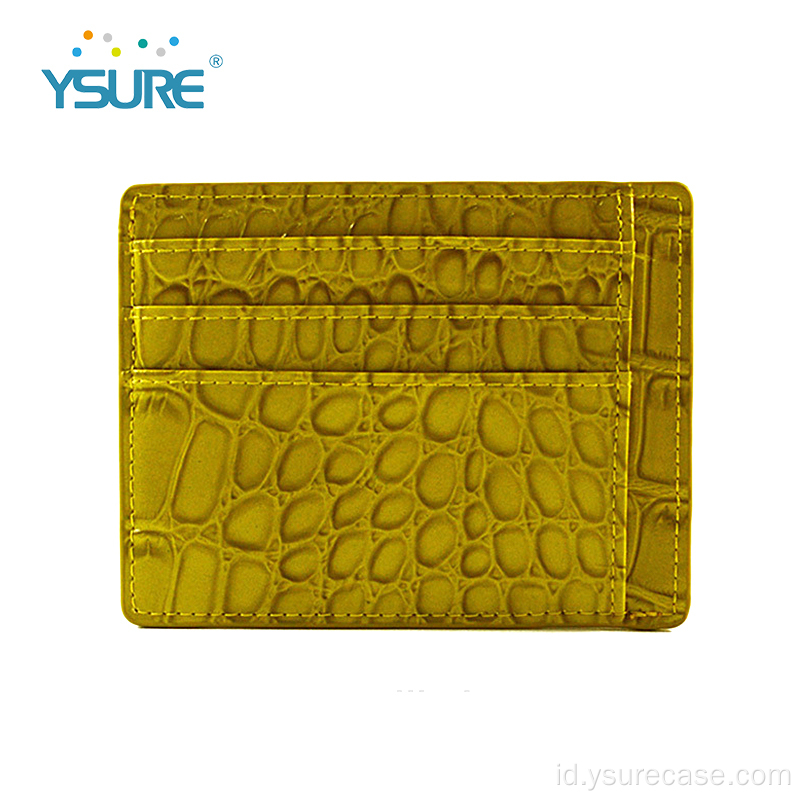 Dompet Pemegang Kartu Kulit Buaya Kuning