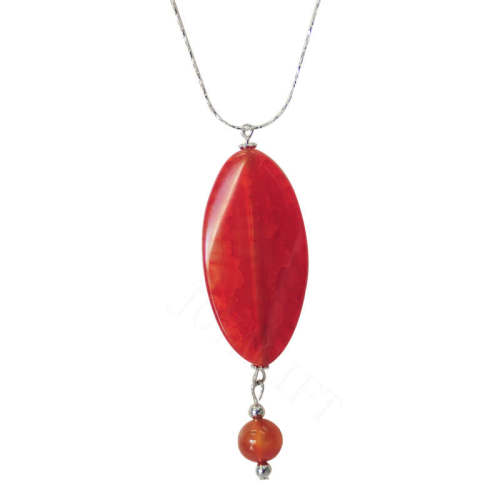 Natural Gemstone Agate Necklace with Silver Chain