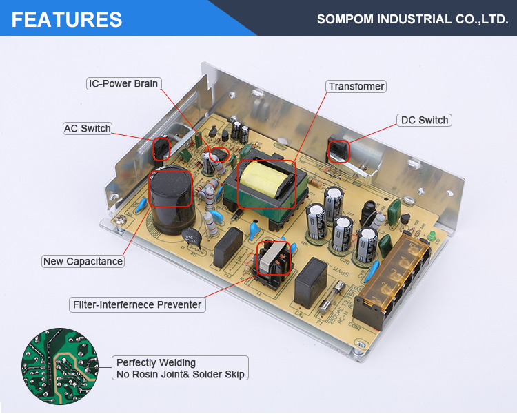 SOMPOM 6v power supply smps ac to dc 6v 10a