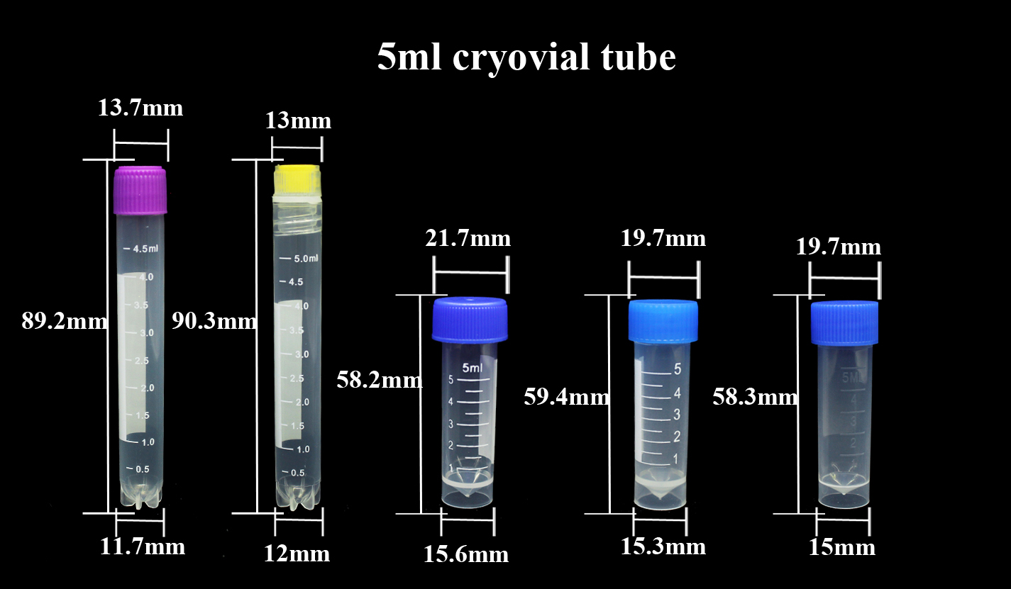 Lab 5ml Polypropylene Storage Vials Cryo Tube with Screw Top