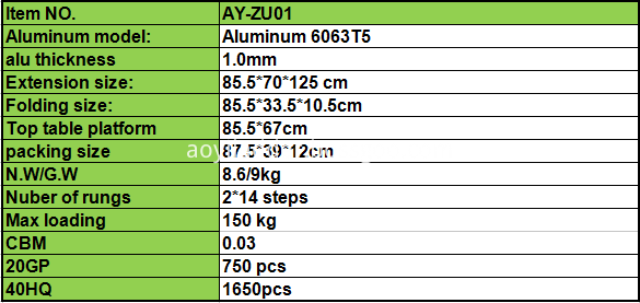 Aluminum folding table