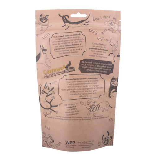 Sacs d&#39;emballage alimentaire pour animaux de compagnie à barrière ziplock de ziplock de papier kraft flexible