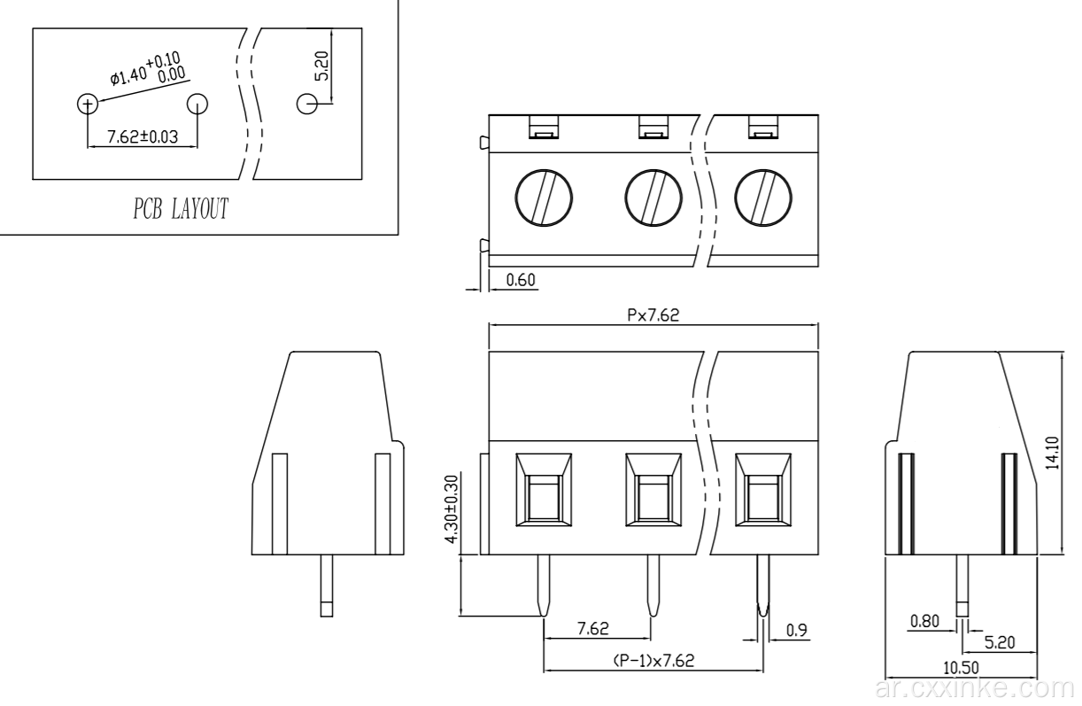 10 الموضع من نوع PCB Terminal كتلة في الخط