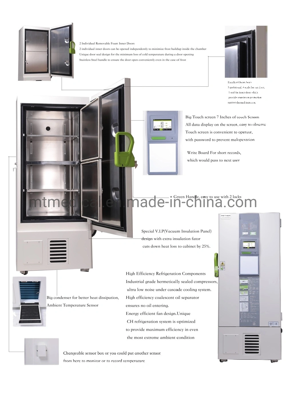 CE Certified Germany Quality Medical/Lab -86 Degree Ultra Low Temperature Freezer, Deep Freezer