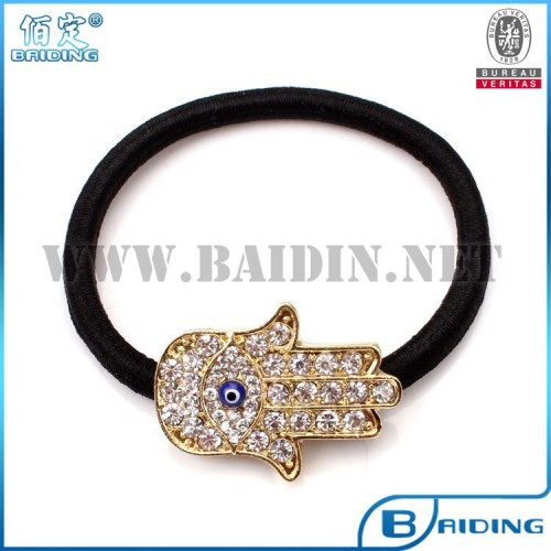 rhinestone plated hamsa fashion evil eye crystal stone hair band