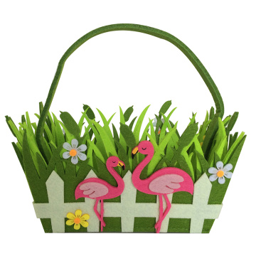 Easter grass bag with flamingo pattern