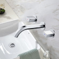 Double handle double control wall mounted basin faucet