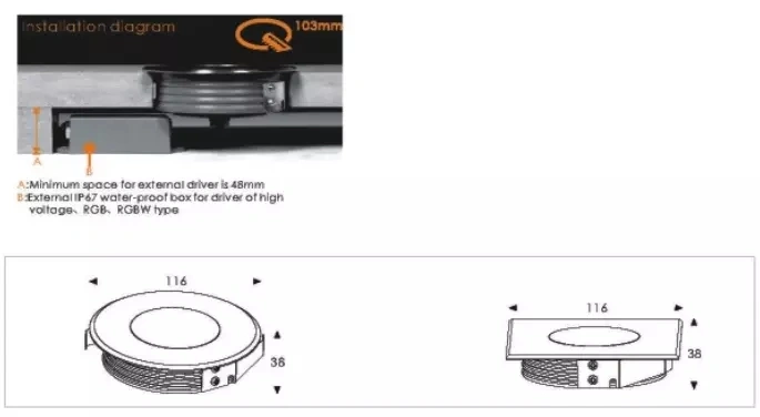 9W IP67 LED Step Light, LED Inground Light, LED Underground Light