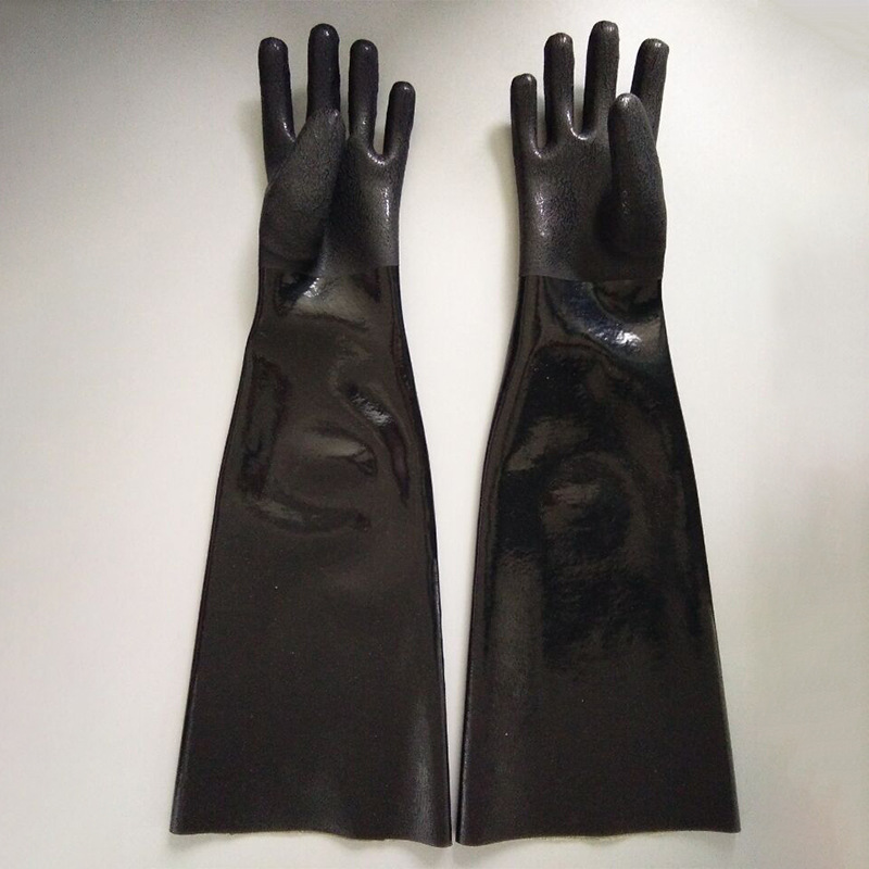 65cm Black PVC-beschichtete chemische Handschuhe