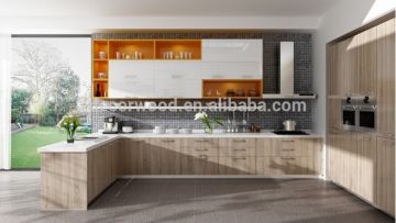 Modern wood grain flat pack kitchen cabinet