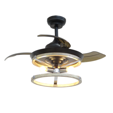 Black Classic Retractable Ceiling Fan with Bulbs